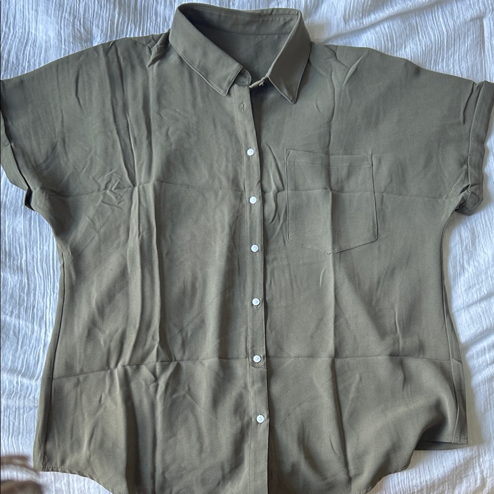 Amazon Olive Button-Down Women's Shirt